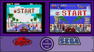 Outrun (mega drive vs PC Engine) Side by side comparison Graphics