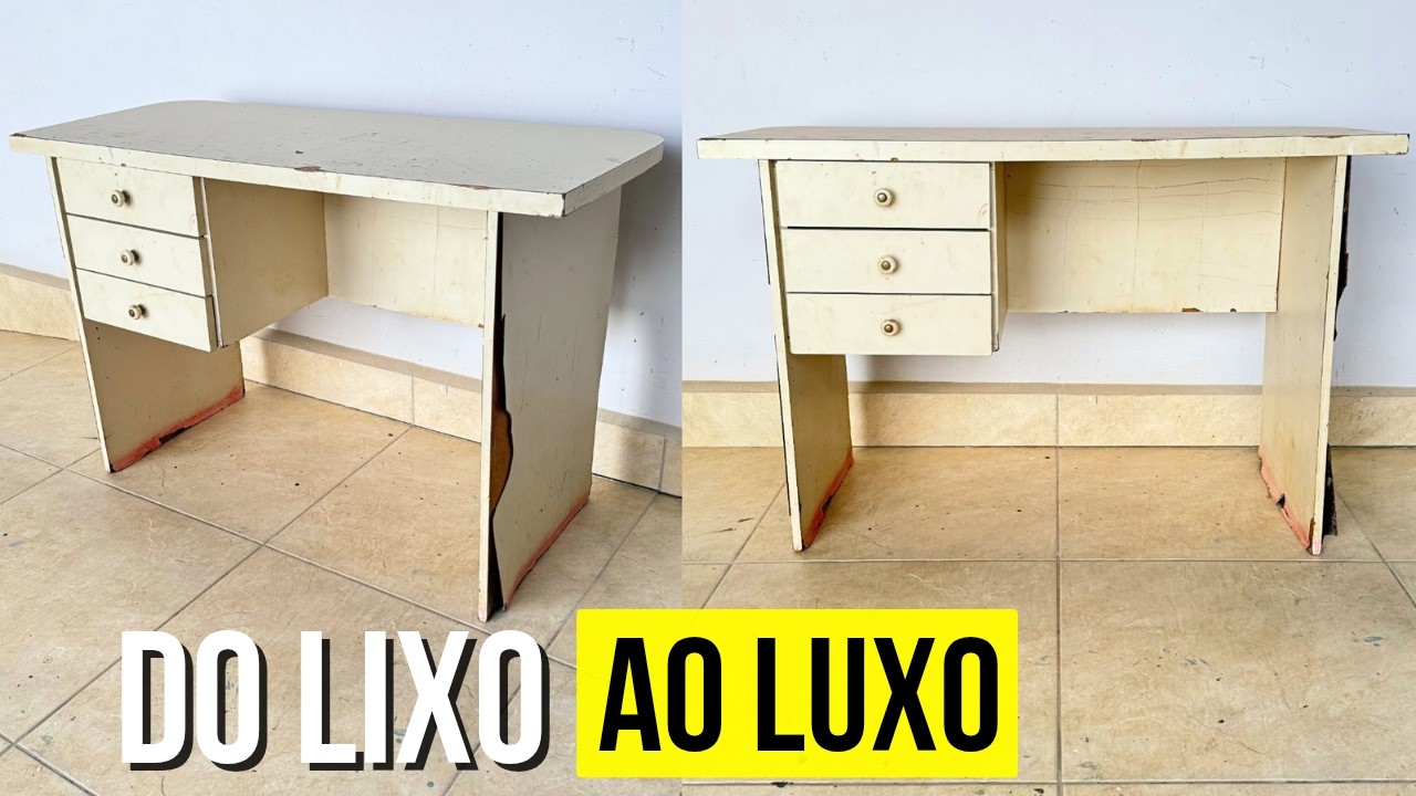 TRANSFORMEI essa MESA VELHA que GANHEI de uma SEGUIDORA e VOCÊ VAI AMAR O RESULTADO! DO LIXO AO LUXO