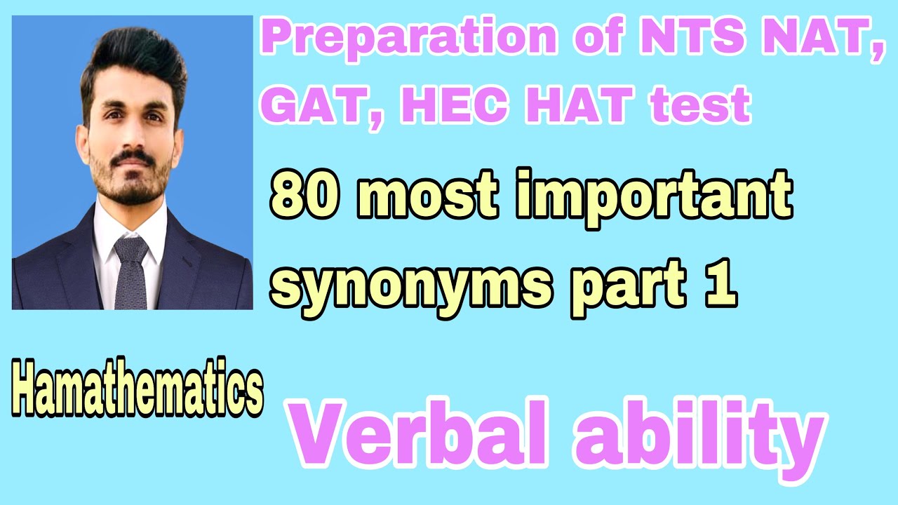 Synonyms most important synonyms part 1 verbal ability YouTube