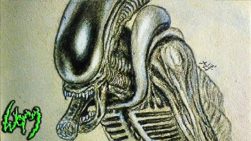 How to Draw a Xenomorph + BONUS - Time Lapse Drawing