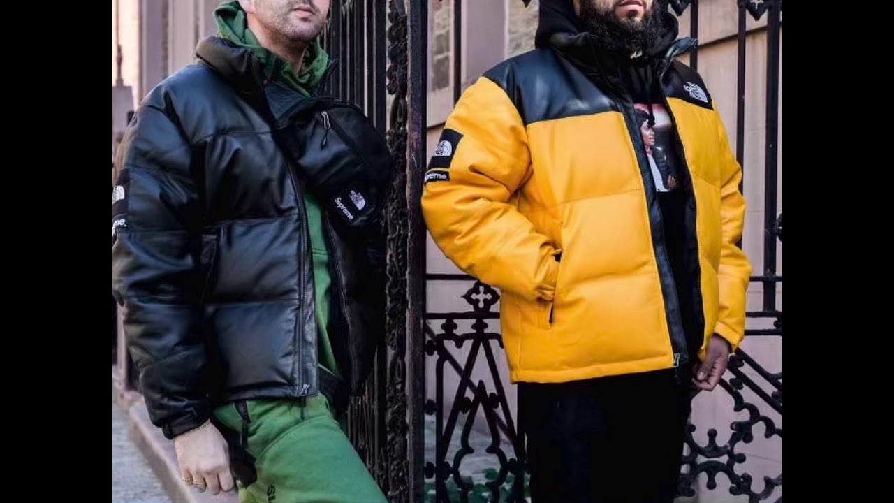 supreme the north face leather nuptse jacket yellow