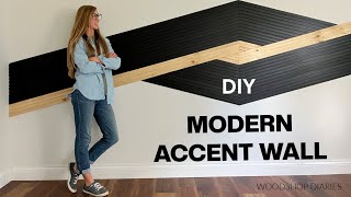 DIY Geometric Accent Wall | with Shiplap Slat Boards