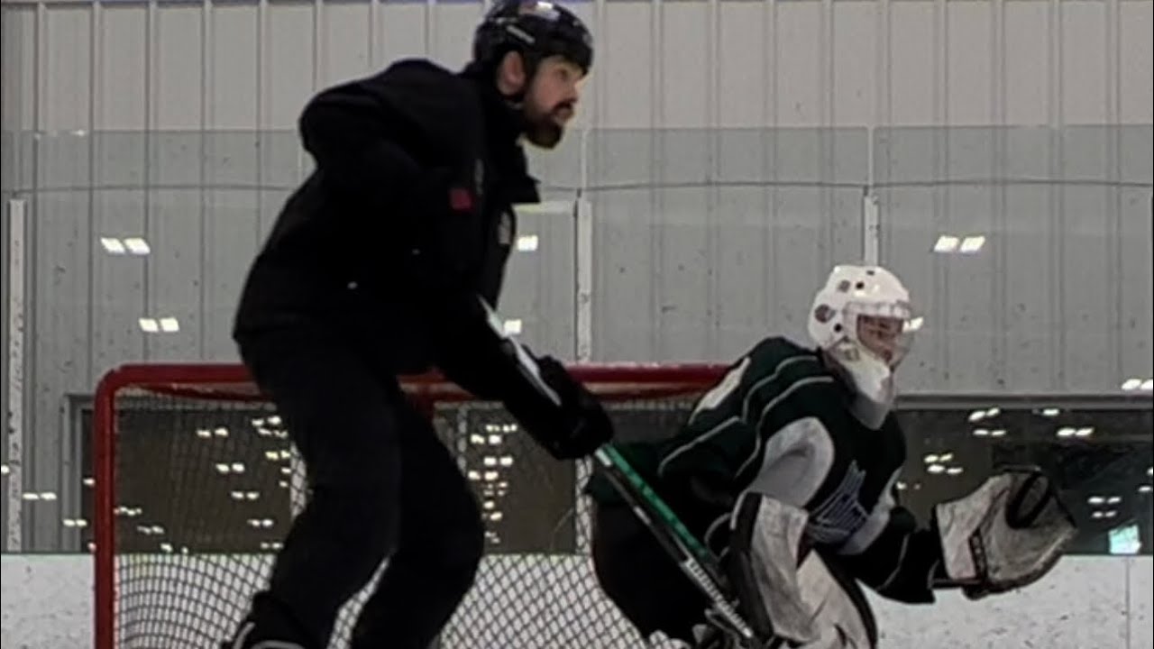Tracking in tight hand activation & a short side shot screen backdoor (Goalie Drill)