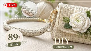 🌿 Handmade Crochet White Rose Purse Strap | Easy &amp; Affordable DIY LIV