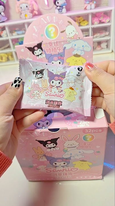 Unboxing sanrio eraser 🎁🎉  #sanrio #kuromi #cinnamoroll #hellokitty #shorts #asmr #fyp #japan #cute