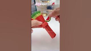 DIY watermelon paper fan 🪭 ✨ #shorts #art #diy #muktaartandcraft #youtubeshorts