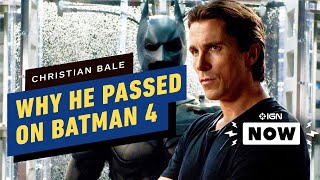 Christian bale has revealed that warner bros. originally pitched him a
fourth batman film in christopher nolan's dark knight series, though
he ultimately dec...