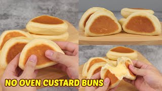 Vanilla Custard Cream Buns! [ No Oven ]