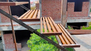 Metal steps stairs making 3rd floor  iron stairs fabrication work ideas