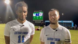 EFSC men's soccer players Junior Smith and Hayden Wood talk about Wednesday's win