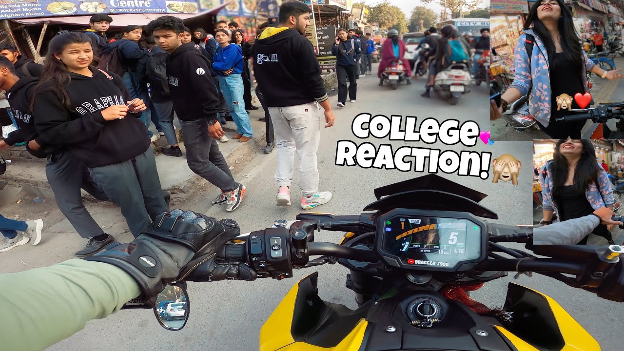 Cute Girl reaction on kawasaki Z900 | College reaction part3 