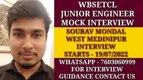 SOURAV MONDAL : WBSETCL JUNIOR ENGINEER | WBSETCL MOCK INTERVIEW | WBSETCL JUNIOR ENGINEER INTERVIEW