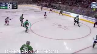 Defence responsibilities away from the puck - tie up sticks