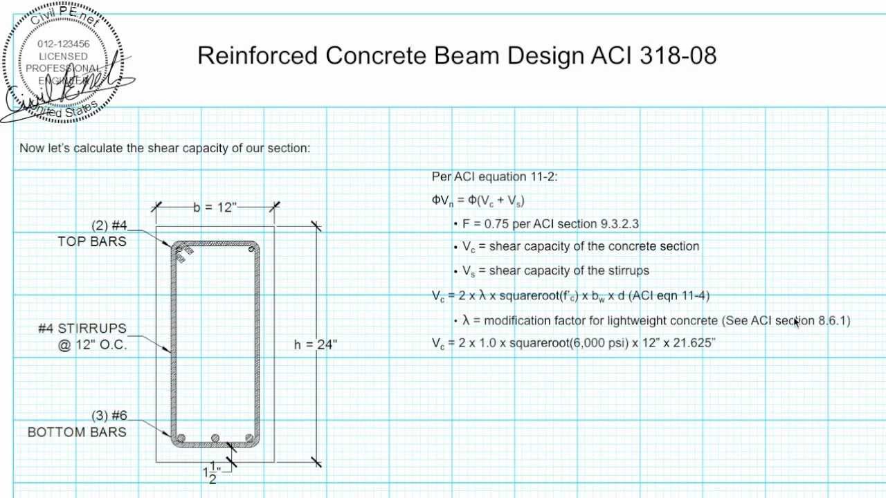 Reinforced Concrete Beam Design 3 Of 3 Youtube