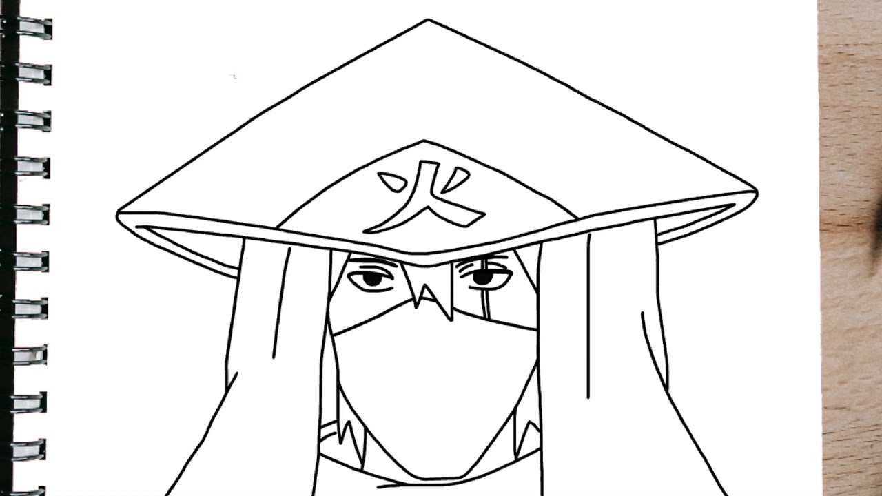 Como desenhar Hatake Kakashi passo a passo fácil - Naruto Hokage