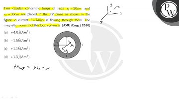 Two circular concentric loops of radii \( r_{1}=20 \mathrm{~cm} \) ...
