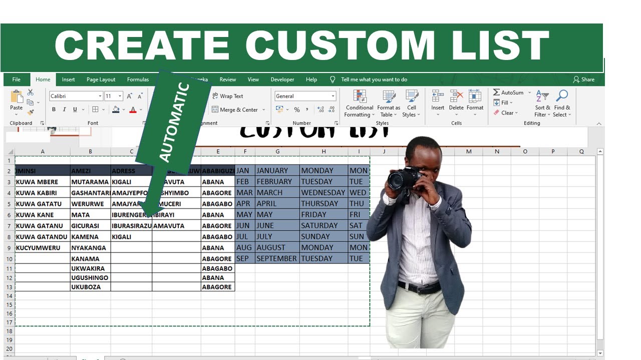 HOW TO MAKE AUTOMATIC CUSTOM LISTS IN EXCEL - YouTube
