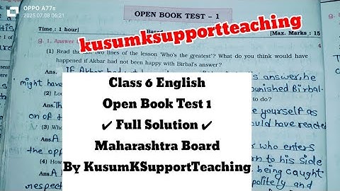 6th std English open book test 1 workbook Solution | Maharashtra Board  2025