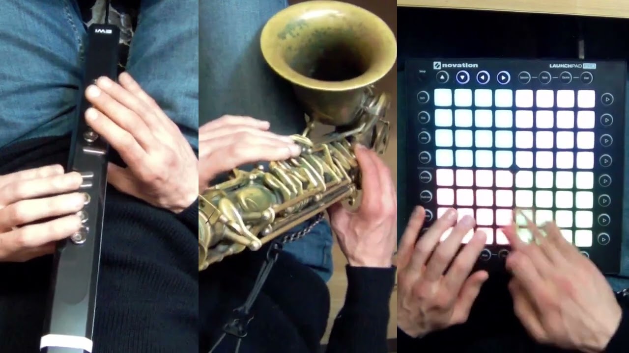 Pitch to CV tracking with a saxophone and Cardinal alongside Drumgizmo