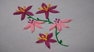 Floral hand embroidery design with basic hand embroidery border line#handembroidery #design #stitch