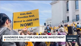 Hundreds rally at the State Capitol to urge investment for the childcare