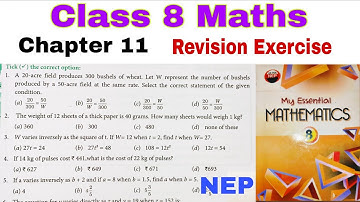 Class 8 Maths Chapter 11 Revision Exercise | Direct and Inverse Variations MCQs