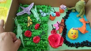 DIY craft - Sensory bin  (Garden, insects, flowers, pond)