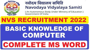 Complete MS. Word Explain | NVS Recruitment 2022 | JSA, MTS,  ASO, Audit Assistant, & Stenographer