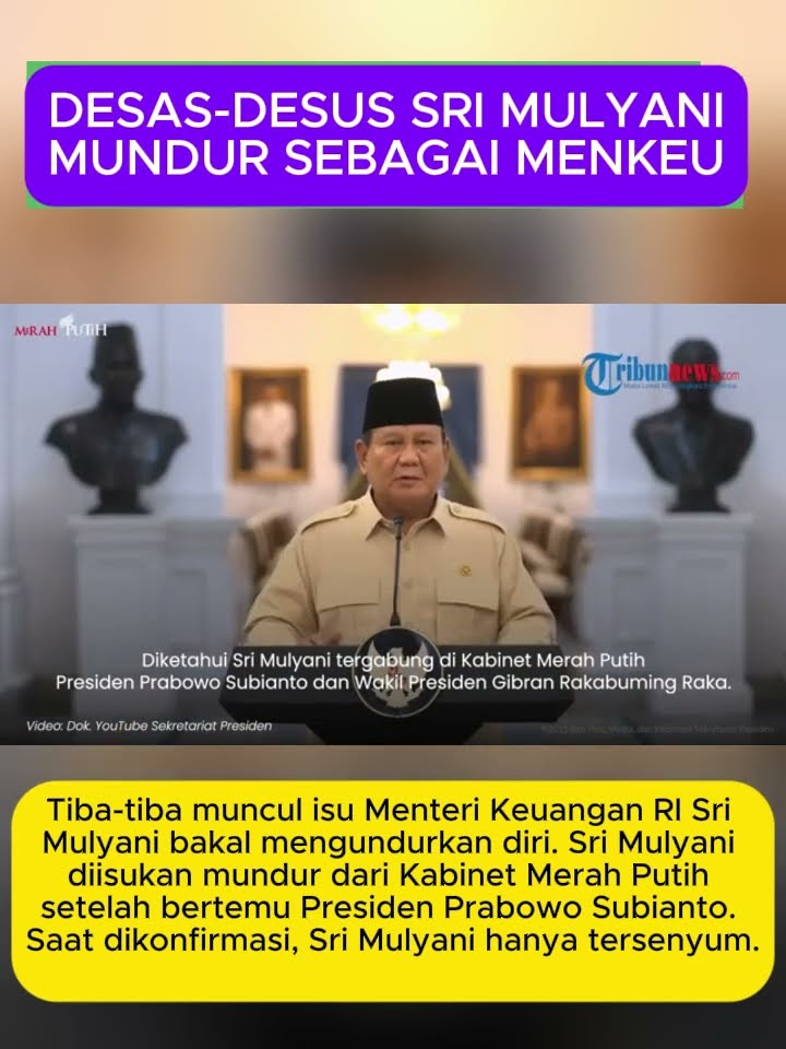 Bikin Kaget! Menkeu Sri Mulyani Diisukan Mundur Setelah Bertemu Prabowo