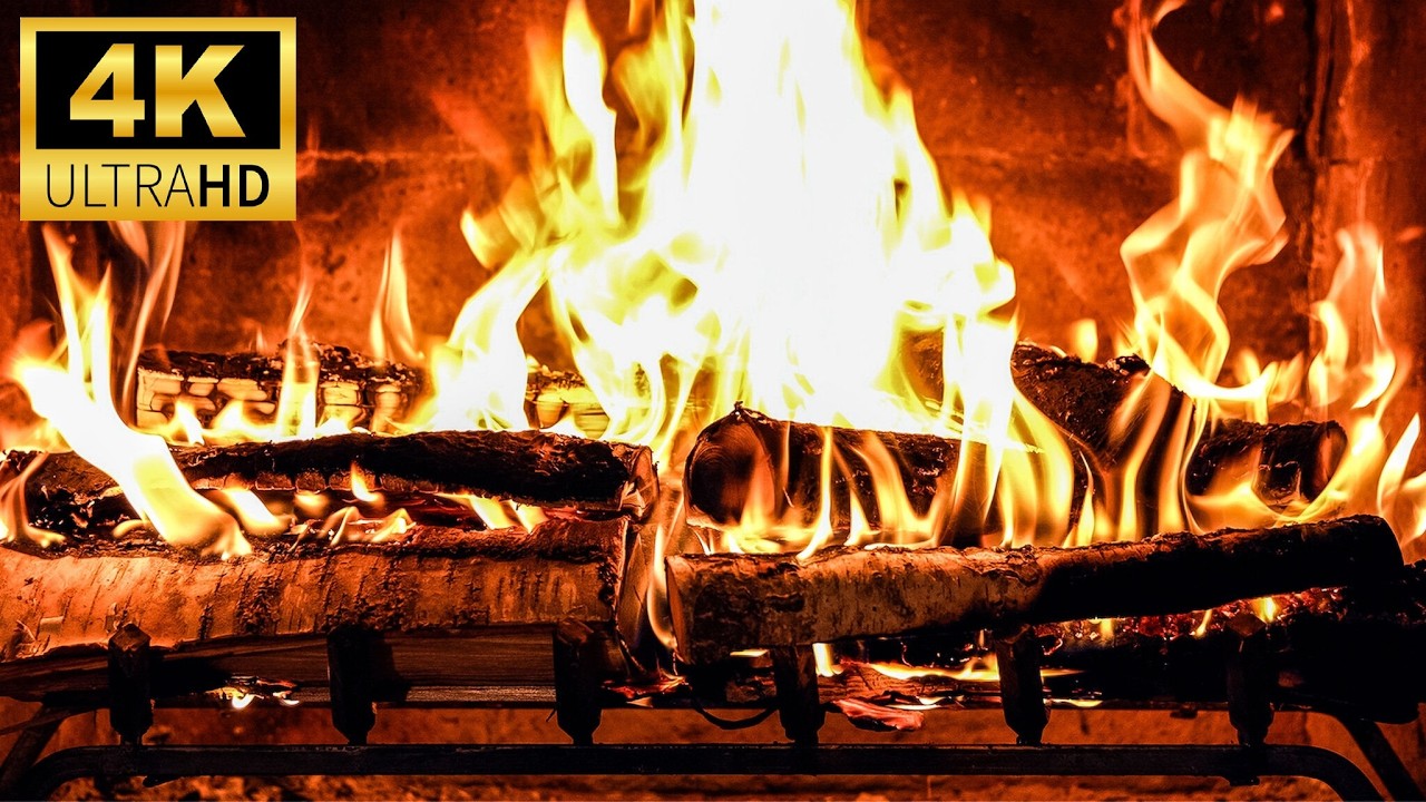 🔥 Cozy Fireplace 4K 12 HOURS  Fireplace with Crackling Fire Sounds  Crackling Fireplace 4K