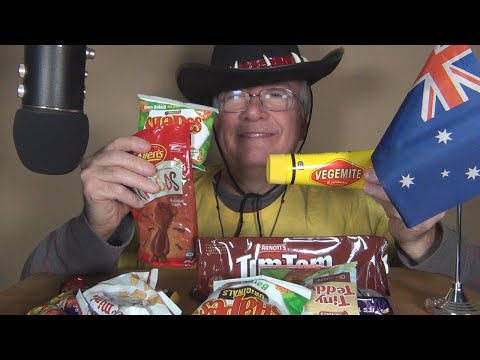 ASMR Eating Snacks and Vegemite from Australia for the first time