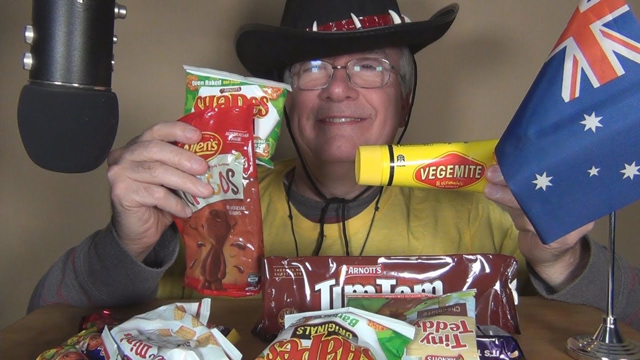 ASMR Eating Snacks and Vegemite from Australia for the first time