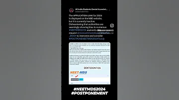 The APPLICATION LINK For 2024 Is Displayed On The NBE Website But Inactive Neetmds2024 Neetmds 