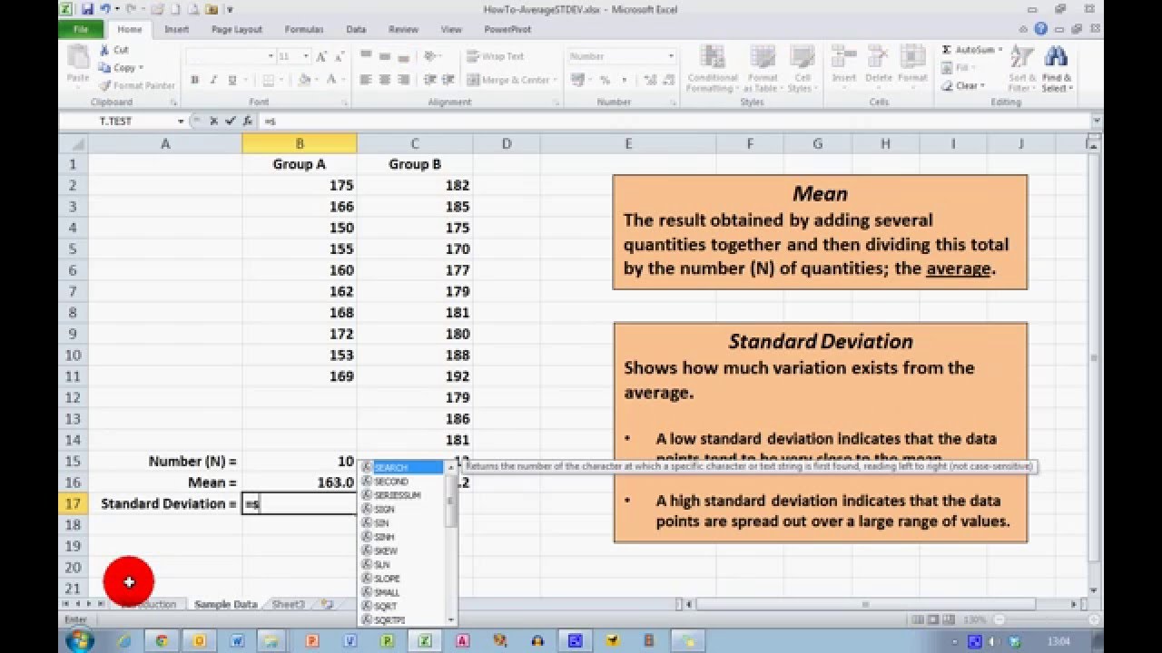 How To Calculate Mean And Standard Deviation In Excel 10 Youtube