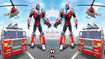 Trực Thăng Xe Cứu Hỏa Bay Robot Biến Hình _  Flying helicopter fire Truck Robot Transformation