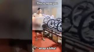 Watch how he WRAPS these bicycles! #shorts