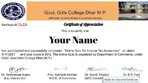 INCOME TAX CERTIFICATE QUIZ l FREE CERTIFICATE IN TWO MINUTE l E Certificate Courses Free #Quizfree
