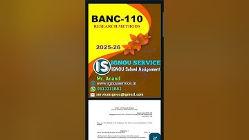 BANC-110 Solved Assignment English Medium 2025-26 For July 205 and January 2026 Sessions #ignou #