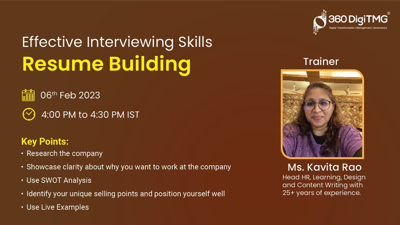Effective Interviewing Skills And Resume Building 360DigiTMG YouTube Effective Interviewing Skills And Resume Building 360DigiTMG YouTube