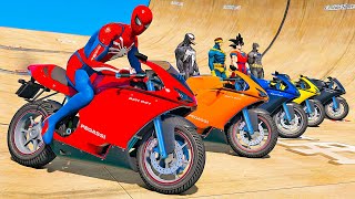 HOMEM ARANHA E O DESAFIO DO SALTO COM MOTO NO FAROL! MOTOS COM SPIDERMAN - IR GAMES