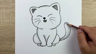 Çok Kolay Sevimli Kedi Resmi Nasıl Çizilir Çizim Hobimiz Adım Adım Kolay Hayvan Çizimleri
