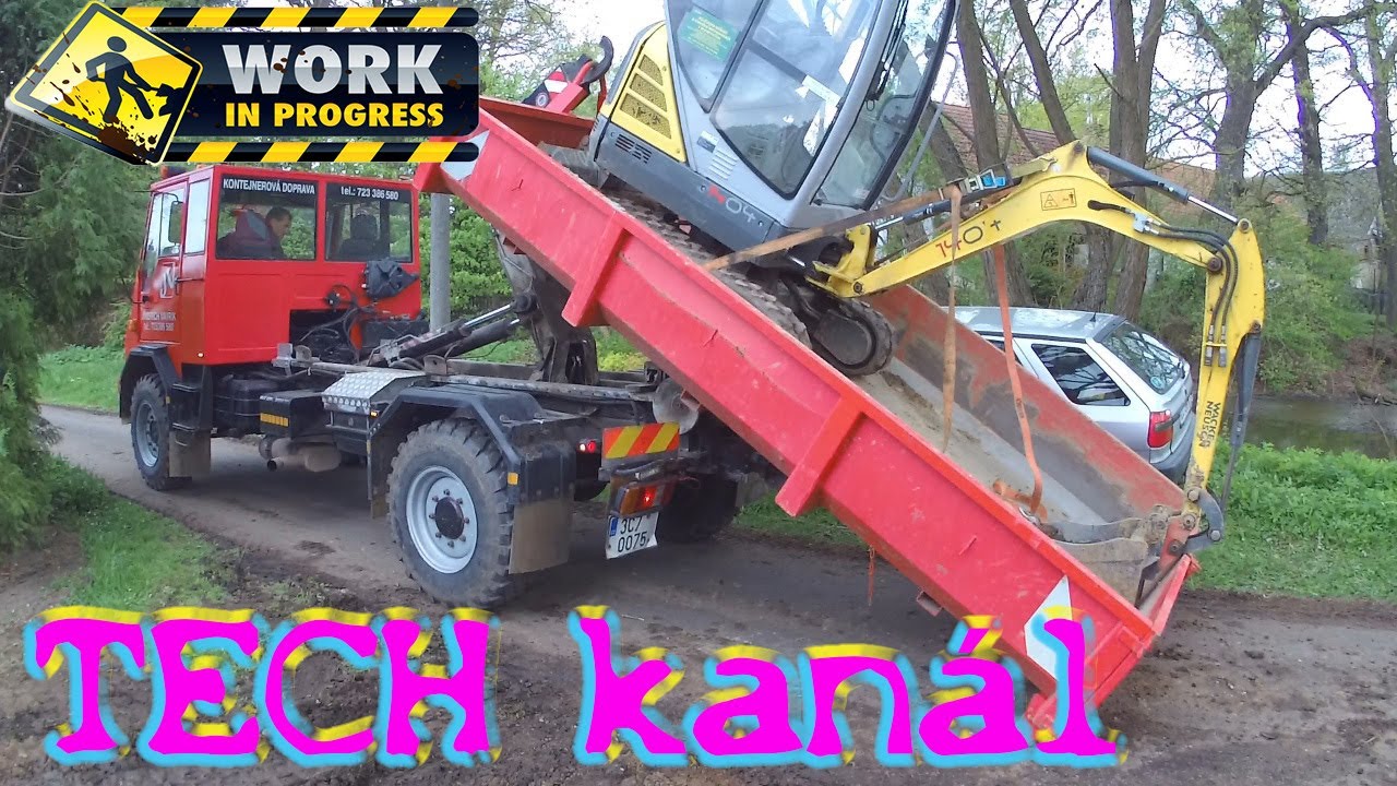 Chata 2. bagrování , odvoz kontejnerů a převoz bagru