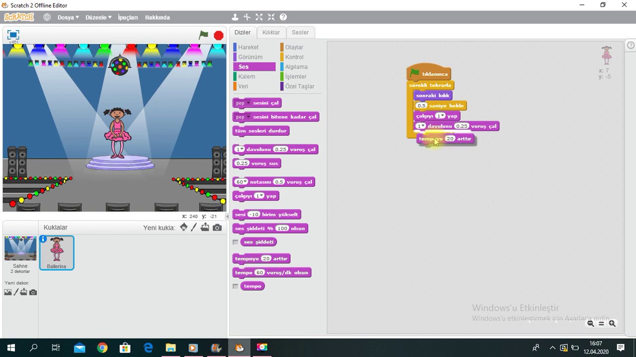 SCRATCH İLE DÜNYANIN EN KOLAY OYUNU BALERİN DANS - YouTube