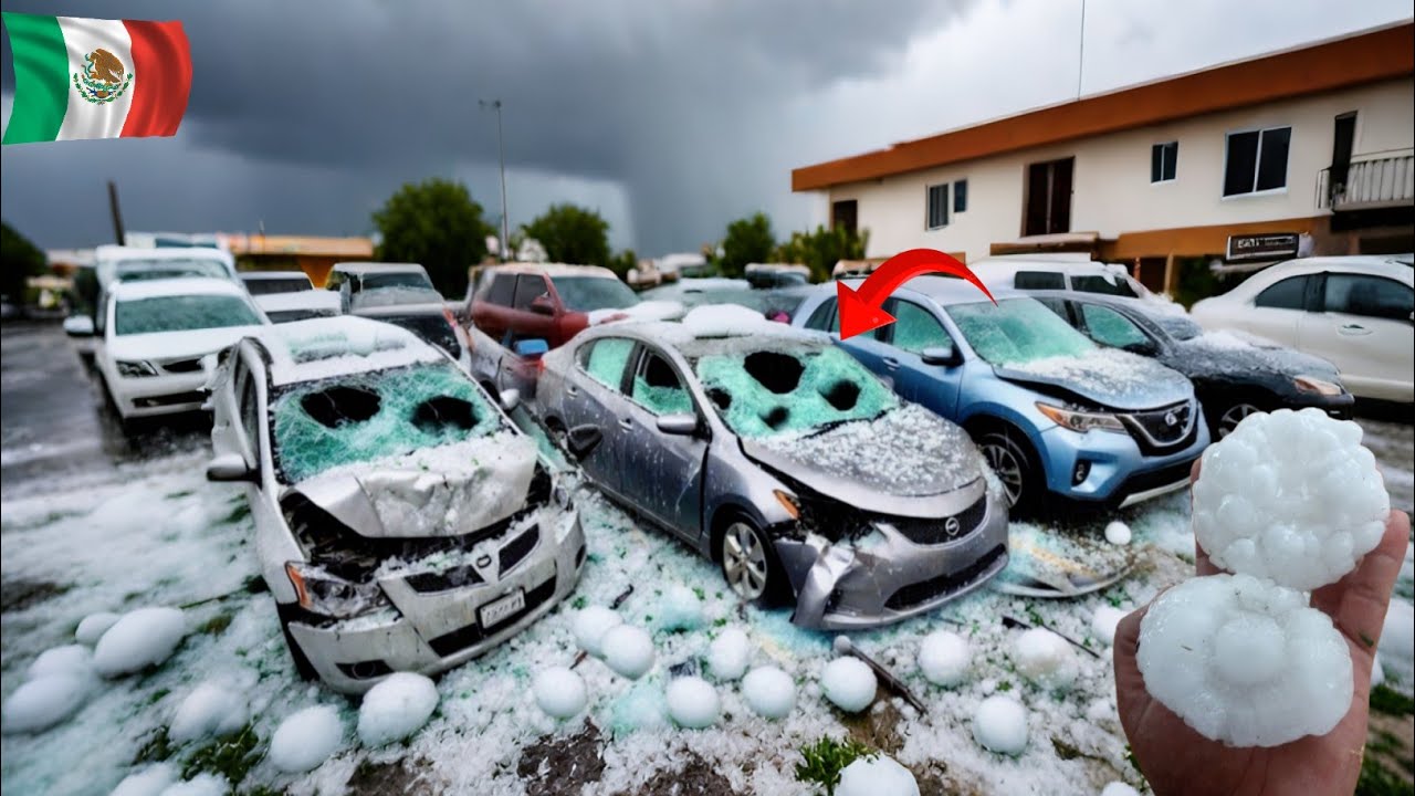 Natural Disaster Devastates Mexico: Hail Storm Hits Coahuila - Damages Cars and Shatters Glass