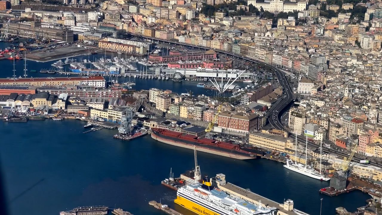 Full flight Frankfurt Main with stunning approach and landing in Genoa, Italy - CRJ900