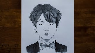 How to draw BTS Jungkook ( 전정국 ) easily | Pencil Sketch of Jeon jungkook| BTS  | Face drawing of boy