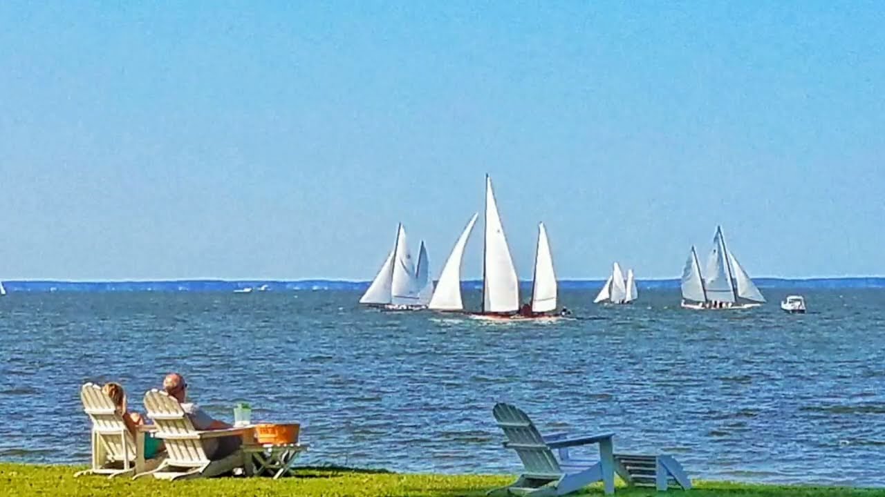 Views of waterfront property and hotel rooms near Chesapeake Bay