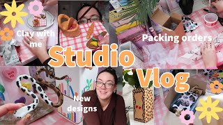 Studio Vlog ❁ small business packing orders, an emotional Etsy order, clay with me & new designs!