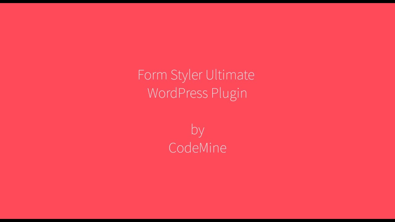 Form Styler Ultimate WordPress Plugin - YouTube