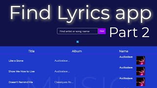 Html, css, javascript Find lyrics app. Part 2. Main.css.